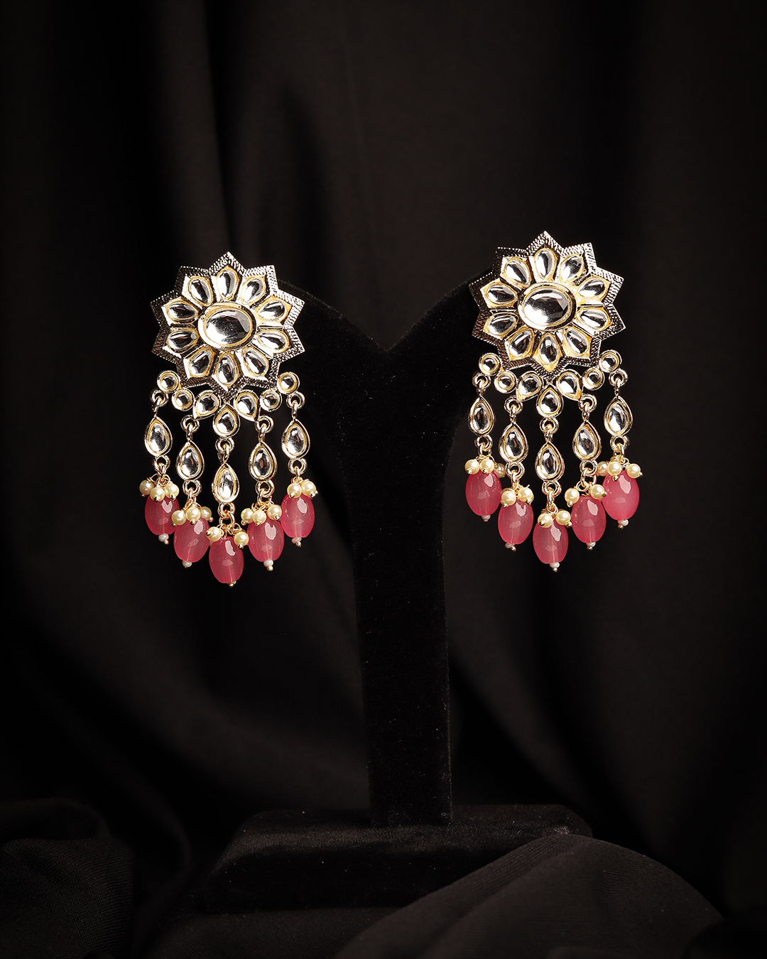 Earrings & Studs | Pink Ethnic Hoop Earrings | Freeup